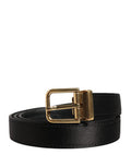 Men Black Classic Viscose Metal Buckle Belt Calf Leather