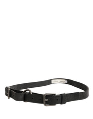 Men Black Calfskin Leather Metal Buckle Belt Calf