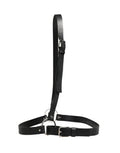 Men's Black Double Strap Leather Silver Buckle Belt Calf