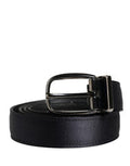 Men Black Classic Viscose Metal Buckle Belt Silk Calf