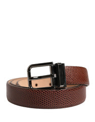 Men Brown Goatskin Leather Metal Buckle Belt Goat