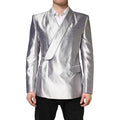 Men's Silver Sicilia Silk Double Breasted Blazer Clothing