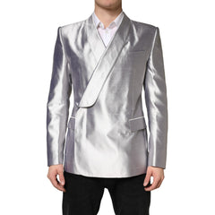 Men's Silver Sicilia Silk Double Breasted Blazer Clothing