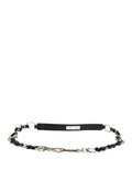 Women's Black Leather Silver Chain Bag Accessory Shoulder Strap Lamb Zamak Real Brass 10lf