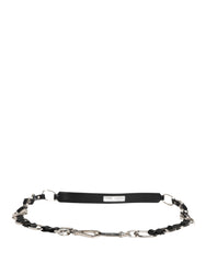 Women's Black Leather Silver Chain Bag Accessory Shoulder Strap Lamb Zamak Real Brass 10lf