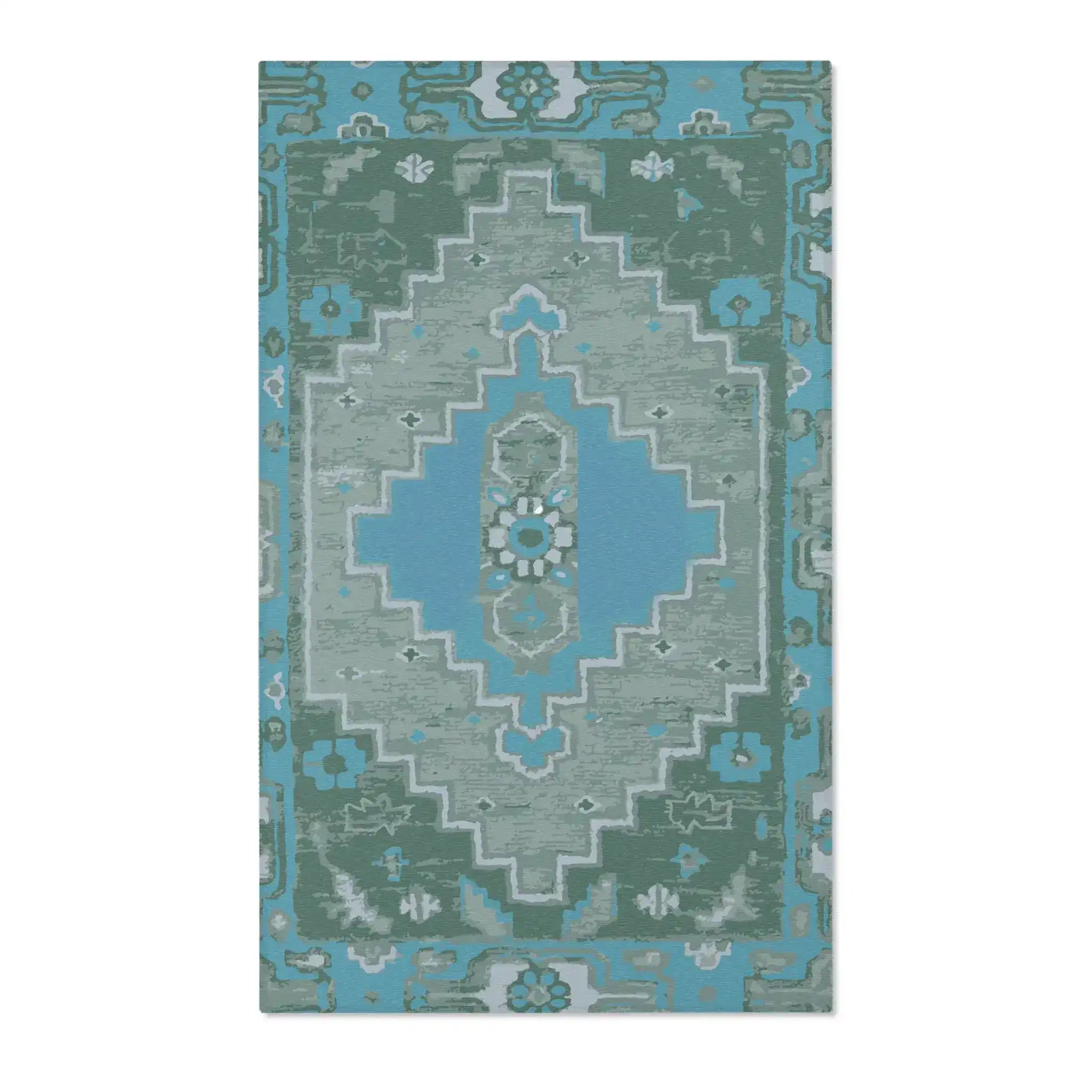 Turquoise & Sage Southwestern Geometric Accent Rug