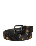 Women's Multicolor Jacquard Silver Metal Buckle Belt Nylon Calf