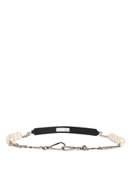 Women's Black Leather Silver Chain Bag Accessory Shoulder Strap | Zamak Real Brass Plastic 40lf