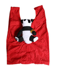 Men's Panda-Embellished Polyester Tote Red Zamak Steel