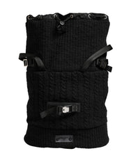 Men's Tricot Wool-Blend Backpack Black Nylon Acrylic Virgin