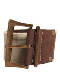Ermanno Scervino Leather Canvas Metal Buckle Belt — Brown
