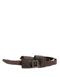 Women's Dark Brown Wool Bow Embellished Buckle Belt Nylon