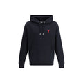 AMI Paris Embroidered Logo Cotton Hoodie — Black