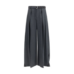 Women's Gray Polyester Casual Pants