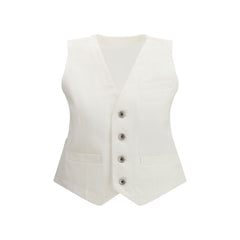 Women's White Cotton Waistcoat Clothing