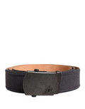 Women's Black Wool Cotton Logo Metal Buckle Belt Nylon