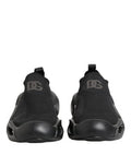 Men's Black Slip On Wave Low Top Sneakers Shoes Polyester Viscose