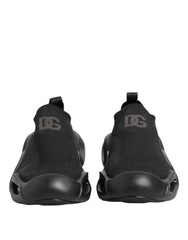Men's Black Slip On Wave Low Top Sneakers Shoes Polyester Viscose