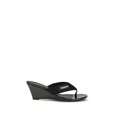 Women's Black Polyamide Wedge Sandals