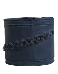 Women's Leather Wide Waist Belt Blue