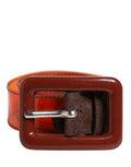 Women's Square Buckle Belt Orange Pvc