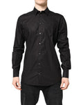 Men's Black Gold Cotton Collared Formal Dress Shirt