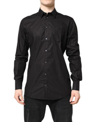 Men's Black Gold Cotton Collared Formal Dress Shirt