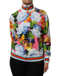 Women's Multicolor Floral Print Zip Cardigan Jacket Elastane Viscose Clothing