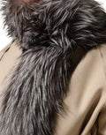 Women's Gray Fox Fur Neck Wrap Warmer Winter Scarf Silver