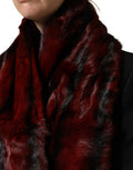 Women's Black Red Stripe Fur Shawl Neck Wrap Scarf And Gray Squirrel