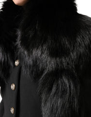 Women's Black Fox Fur Neck Wrap Warmer Winter Scarf