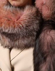 Women's Pink Frost Fox Fur Neck Warmer Winter Scarf