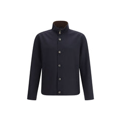 Men's Blue Elastane Coat Clothing