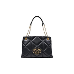 Women's Quilted Geometric Polyurethane Shoulder Bag Black