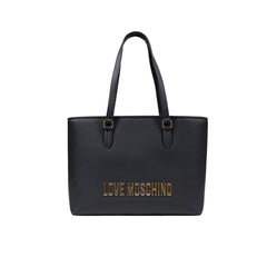 Women's Logo-Embossed Polyurethane Tote Black