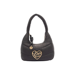 Women's Padded Nylon Shoulder Bag Black Polyurethane