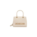 Women's Logo-Embossed Polyurethane Shoulder Bag Beige