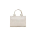 Women's Embroidered Logo Top Handle Bag Beige Polyurethane