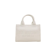 Women's Embroidered Logo Top Handle Bag Beige Polyurethane