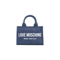 Women's Logo-Print Cotton Handbag Blue Polyester Viscose