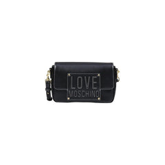 Women's Logo-Embossed Polyurethane Shoulder Bag Black