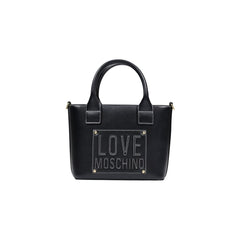 Women's Logo-Embellished Polyurethane Shoulder Bag Black