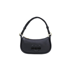 Women's Embossed Logo Shoulder Bag Black Polyurethane