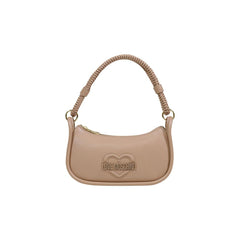 Women's Embossed Logo Heart Shoulder Bag Beige Polyurethane
