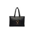 Women's Gold Heart-Detailed Polyurethane Shoulder Bag Black