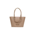 Women's Embossed Heart Logo Tote Beige Polyurethane