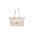 Women's Heart-Embellished Polyurethane Tote Beige