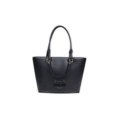 Women's Embossed Heart Logo Tote Black Polyurethane