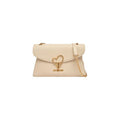 Women's Gold Heart-Lock Detail Shoulder Bag Beige Polyurethane