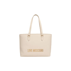 Women's Logo-Embossed Tote Beige Polyurethane